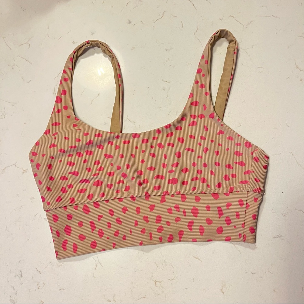 BEACH RIOT Taupe and pink spot ribbed Athletic short Set - Picture 5 of 7